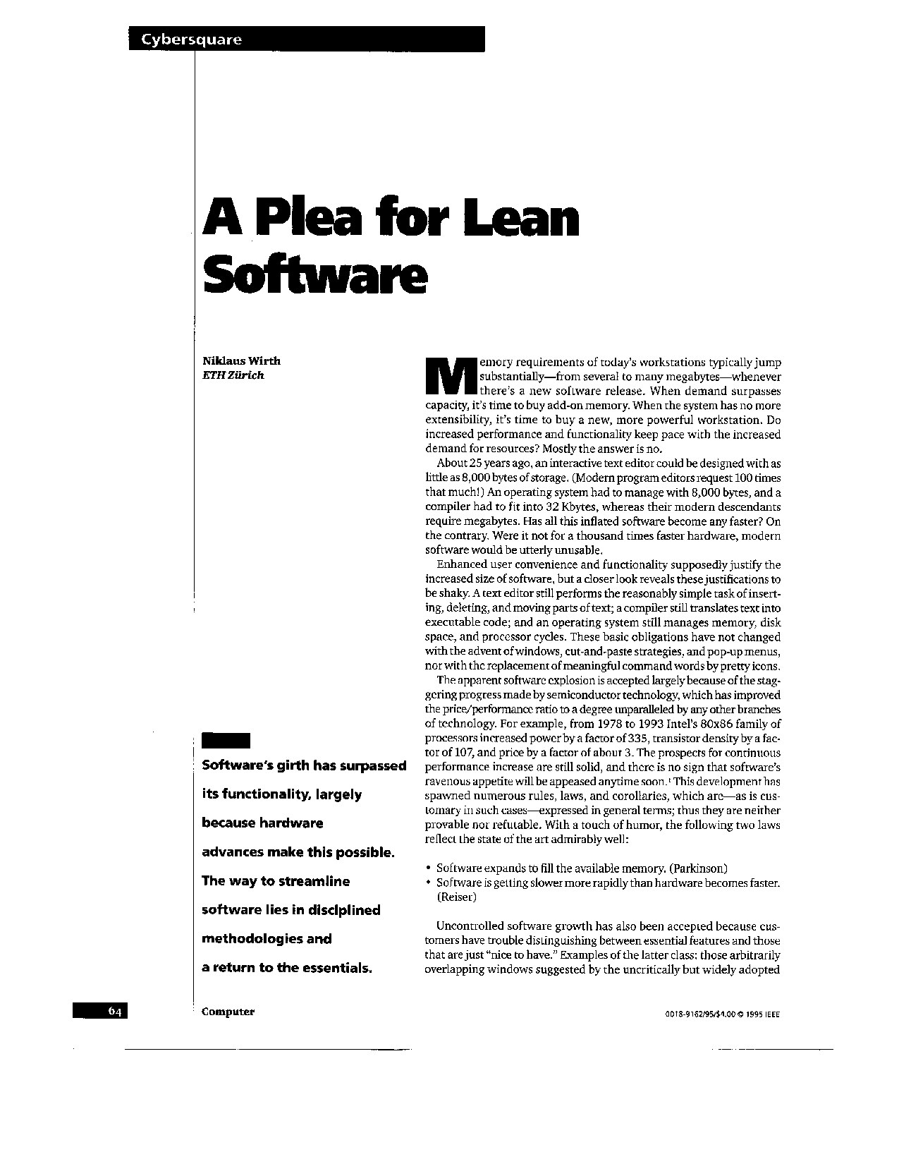 A plea for lean software